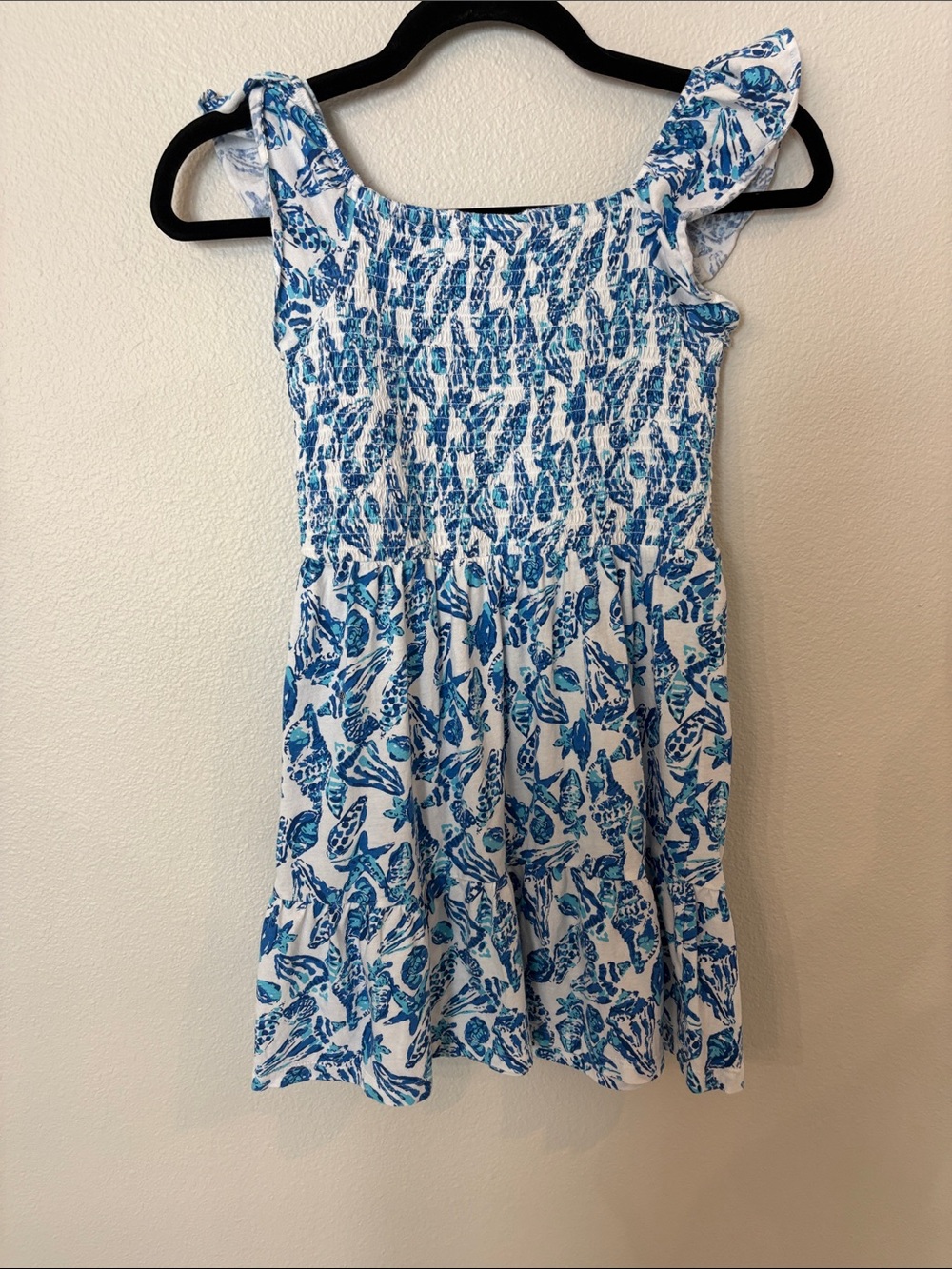 Lilly Pulitzer White Dress with Blue Floral Smocked Bodice - Picture 3 of 3